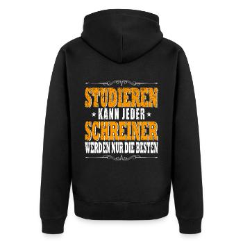 Schreiner Lustiger Spruch Beruf Handwerker Sprüche - Unisex Premium Bio Zip Hoodie - Schwarz - Hinten - Nico (187cm)