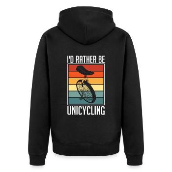 Unicycle I'd Rather Be Unicycling Retro Cycling - Unisex Premium Bio Zip Hoodie - Schwarz - Hinten - Nico (187cm)