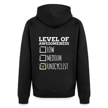 Unicycle Level Of Awesomeness Bicycle Unicyclist - Unisex Premium Organic Zip Hoodie - black - Back - Nico (187cm)