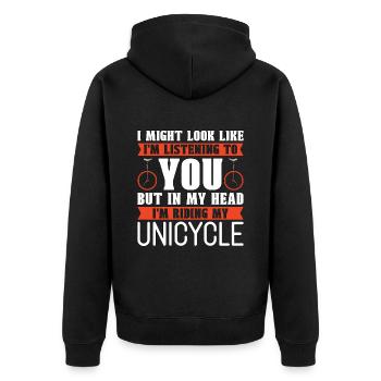 Monocycle J’ai peut-être l’air d’écouter Vélo - Veste à capuche bio Premium Unisexe - noir - Dos - Nico (187cm)