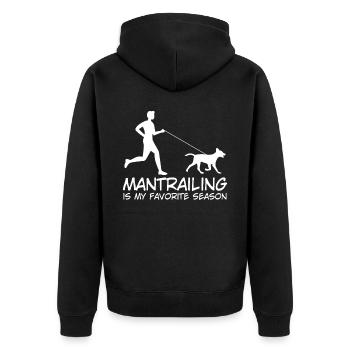 Mantrailing Dog Mantrailer Dogs - Unisex Premium Organic Zip Hoodie - black - Back - Nico (187cm)