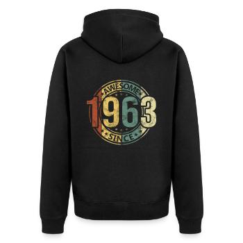 Awesome Since 1963 Retro Vintage Geburtstag - Unisex Premium Bio Zip Hoodie - Schwarz - Hinten - Nico (187cm)
