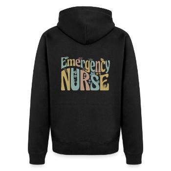 Emergency Nurse Er Medical Nurses Nursing Medical - Unisex Premium Organic Zip Hoodie - black - Back - Nico (187cm)