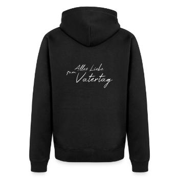 Alles Liebe zum Vatertag - Unisex Premium Bio Zip Hoodie - Schwarz - Hinten - Nico (187cm)