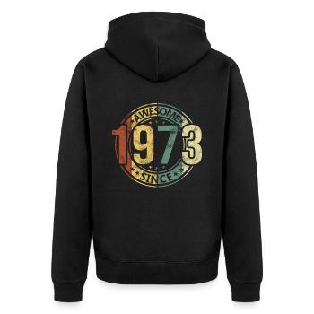 Awesome Since 1973 Retro Vintage Birthday - Unisex Premium Organic Zip Hoodie - black - Back - Nico (187cm)