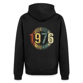 Awesome Since 1976 Retro Vintage Birthday - Unisex Premium Organic Zip Hoodie - black - Back - Nico (187cm)