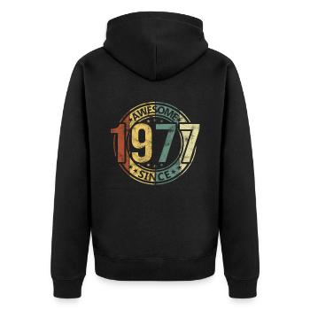 Awesome Since 1977 Retro Vintage Geburtstag - Unisex Premium Bio Zip Hoodie - Schwarz - Hinten - Nico (187cm)