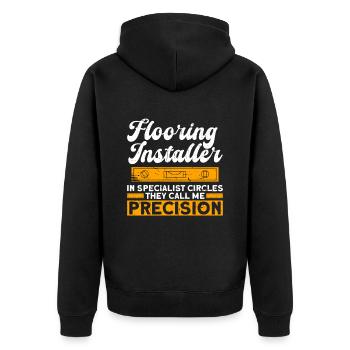 Bauboden-installateur-design Für - Unisex Premium Bio Zip Hoodie - Schwarz - Hinten - Nico (187cm)