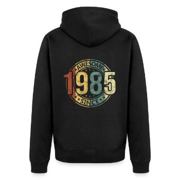 Awesome Since 1985 Retro Vintage Geburtstag - Unisex Premium Bio Zip Hoodie - Schwarz - Hinten - Nico (187cm)