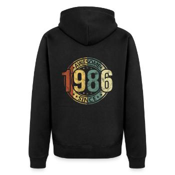 Awesome Since 1986 Retro Vintage Geburtstag - Unisex Premium Bio Zip Hoodie - Schwarz - Hinten - Nico (187cm)