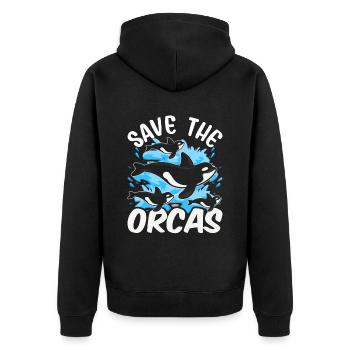 Rettet Die Orcas Orca Schützen Meer Wal - Unisex Premium Bio Zip Hoodie - Schwarz - Hinten - Nico (187cm)
