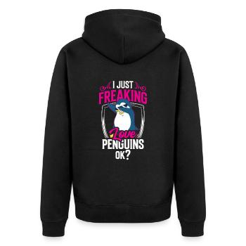 J’adore les pingouins juste ok pingouin animal mignon - Veste à capuche bio Premium Unisexe - noir - Dos - Nico (187cm)