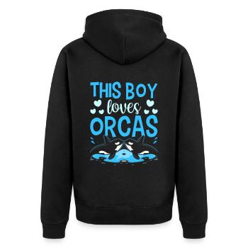 Ce garçon aime les orques de la mer protéger les baleines - Veste à capuche bio Premium Unisexe - noir - Dos - Nico (187cm)