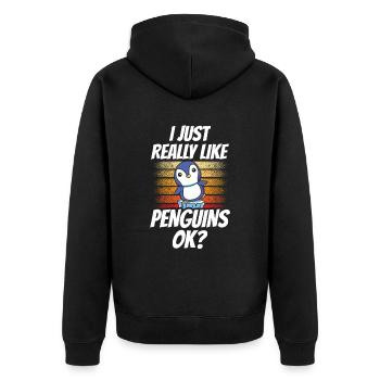 J’aime juste les pingouins beaucoup pingouin animal mignon - Veste à capuche bio Premium Unisexe - noir - Dos - Nico (187cm)