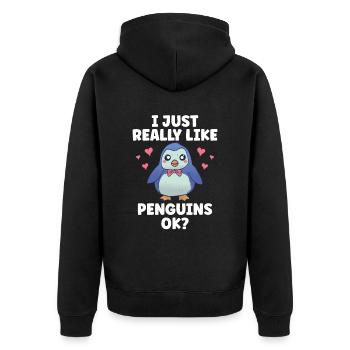 J’aime juste les pingouins très animal pingouin mignon - Veste à capuche bio Premium Unisexe - noir - Dos - Nico (187cm)