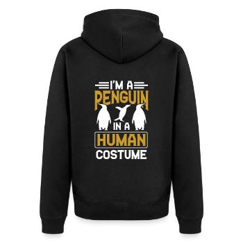 Ich Bin Ein Pinguin In Einem Menschlichen Kostüm - Unisex Premium Bio Zip Hoodie - Schwarz - Hinten - Nico (187cm)