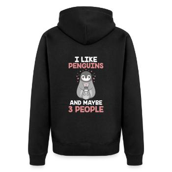 I like penguins and maybe 3 people animal - Unisex Premium Organic Zip Hoodie - black - Back - Nico (187cm)
