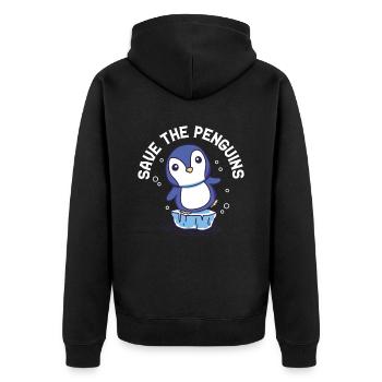 Rettet Die Pinguine Süß Pinguin Tier Liebhaber - Unisex Premium Bio Zip Hoodie - Schwarz - Hinten - Nico (187cm)