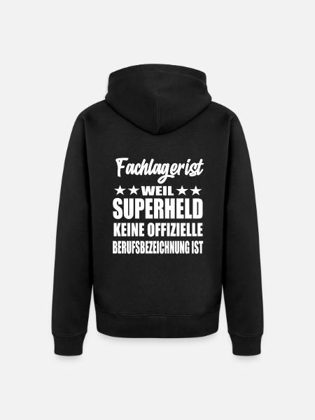 Fachlagerist Superheld Spruch - Unisex Premium Bio Zip Hoodie - Schwarz