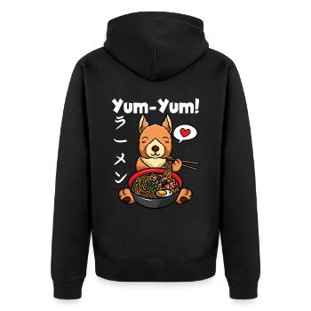 Anime Eichhörnchen Ramen Nudeln Kawaii - Unisex Premium Bio Zip Hoodie - Schwarz - Hinten - Nico (187cm)
