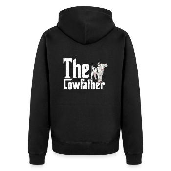 The Cowfather Farmer Farming Farm Animal Cow - Unisex Premium Organic Zip Hoodie - black - Back - Nico (187cm)