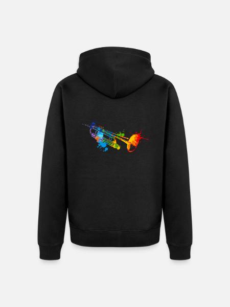 Splash Trompete - Unisex Premium Bio Zip Hoodie - Schwarz