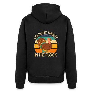 Coolest Turkey In The Flock Thanksgiving Truthahn - Unisex Premium Organic Zip Hoodie - black - Back - Nico (187cm)