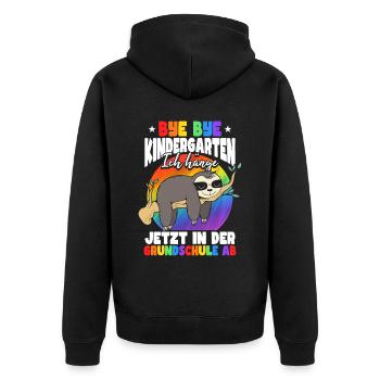 Grundschule Einschulung Schulkind Schulstart - Unisex Premium Bio Zip Hoodie - Schwarz - Hinten - Nico (187cm)