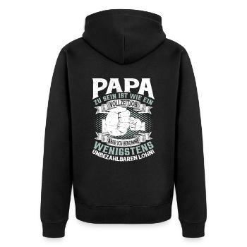 Papa zu sein ist ein Vollzeitjob - Unisex Premium Bio Zip Hoodie - Schwarz - Hinten - Nico (187cm)