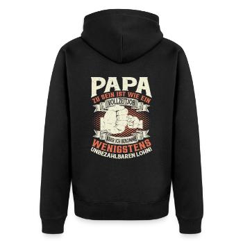 Papa Sprüche Vatertag - Unisex Premium Bio Zip Hoodie - Schwarz - Hinten - Nico (187cm)