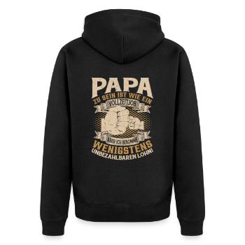 Papa Vatertag 2023 Spruch Geschenkidee - Unisex Premium Bio Zip Hoodie - Schwarz - Hinten - Nico (187cm)