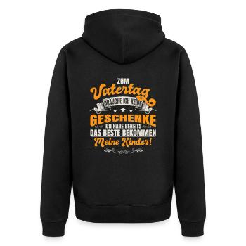 Vatertagsgeschenk Papa Spruch - Unisex Premium Bio Zip Hoodie - Schwarz - Hinten - Nico (187cm)