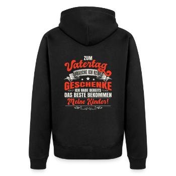 Männertag | Vatertag | Familienzeit | Papa - Unisex Premium Bio Zip Hoodie - Schwarz - Hinten - Nico (187cm)