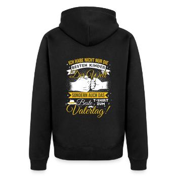 Ich habe die besten Kinder der Welt - Unisex Premium Bio Zip Hoodie - Schwarz - Hinten - Nico (187cm)