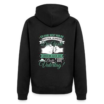 Ich habe die besten Kinder der Welt - Unisex Premium Bio Zip Hoodie - Schwarz - Hinten - Nico (187cm)