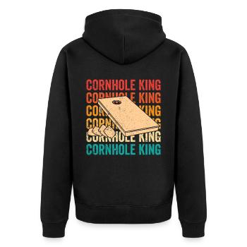 Cornhole Corn Hole Retro - Unisex Premium Bio Zip Hoodie - Schwarz - Hinten - Nico (187cm)