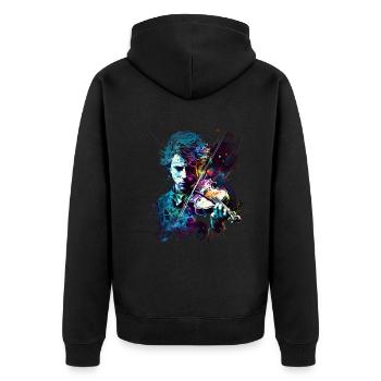 Geiger Geige Geigenmusik Kunst Geigenspieler - Unisex Premium Bio Zip Hoodie - Schwarz - Hinten - Nico (187cm)
