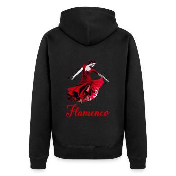 Flamenco Tanz Andalusien Spanischer Tanz - Unisex Premium Bio Zip Hoodie - Schwarz - Hinten - Nico (187cm)