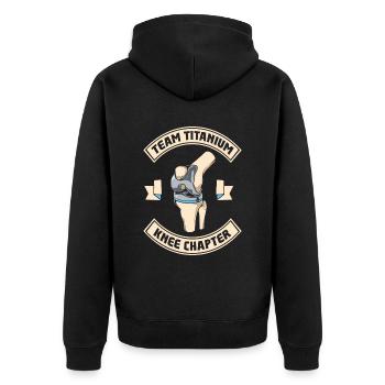Team Titanium Knee Chapter - Knie Titan - Unisex Premium Organic Zip Hoodie - black - Back - Nico (187cm)