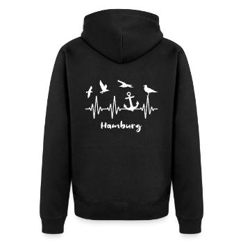 Hambourg ECG Hamburger Herzlinie - Veste à capuche bio Premium Unisexe - noir - Dos - Nico (187cm)