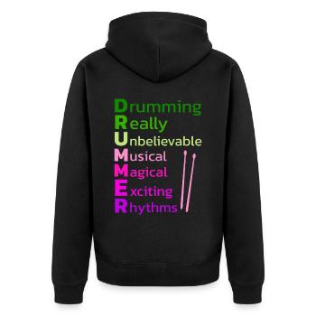 Drummers Drummers Drummers Drummers - Unisex Premium Organic Zip Hoodie - black - Back - Nico (187cm)