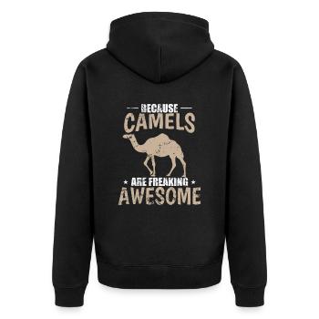 Because Camels are freaking Awesome Wüste - Unisex Premium Bio Zip Hoodie - Schwarz - Hinten - Nico (187cm)