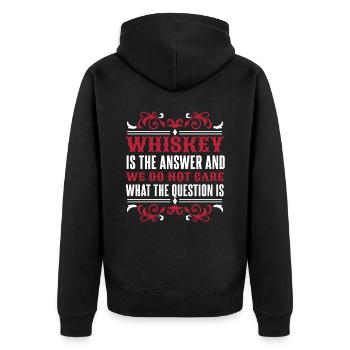 Whisky Whiskey Lustig - Unisex Premium Bio Zip Hoodie - Schwarz - Hinten - Nico (187cm)