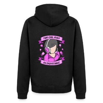Notruf Leitstelle Einsatzzentrale Headset - Unisex Premium Bio Zip Hoodie - Schwarz - Hinten - Nico (187cm)