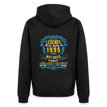 Les légendes sont nées en 1995 Anniversaire - Veste à capuche bio Premium Unisexe - noir - Dos - Nico (187cm)