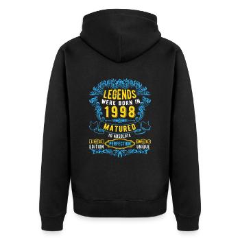 Les légendes sont nées en 1998 Anniversaire - Veste à capuche bio Premium Unisexe - noir - Dos - Nico (187cm)