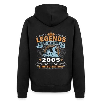 Vintage Motorcycle 2005 18th Anniversary - Unisex Premium Organic Zip Hoodie - black - Back - Nico (187cm)