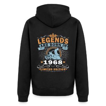 Vintage 1968 Retro Motorrad Geburtstagsgeschenk - Unisex Premium Bio Zip Hoodie - Schwarz - Hinten - Nico (187cm)