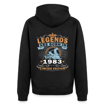 Motard Moto Né En 1983 - Veste à capuche bio Premium Unisexe - noir - Dos - Nico (187cm)