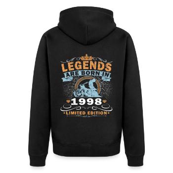 1998 Jahrgang Geburtstag Biker Motorrad Geschenk - Unisex Premium Bio Zip Hoodie - Schwarz - Hinten - Nico (187cm)